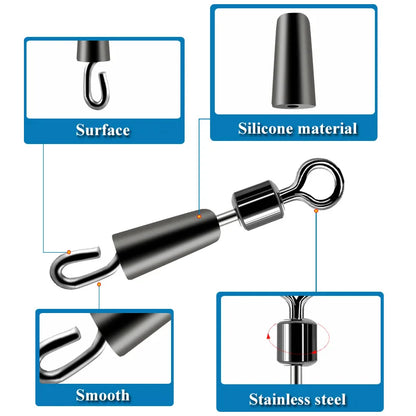 Quick-Change Fishing Line Connector with Ball Bearing Swivels - 30/50 Pack