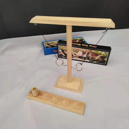 Wooden Ring Toss Game - Family Party Drinking Game for Kids & Adults - Indoor Outdoor Bar Shot Board