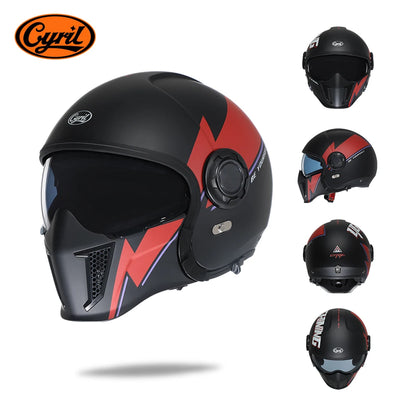 Modular Motorcycle Helmet - Full Face/Open Face 3/4 Dual Visor Helmet (ECE/DOT Certified, Unisex)