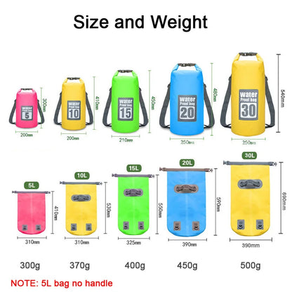 Waterproof Dry Bag Set - 5L/10L/15L/20L/30L PVC Storage Sacks for Kayaking, Canoeing, Rafting & Swimming Adventures