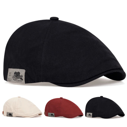 Adjustable Newsboy Cap with Side Letter Detail - Unisex Flat Cap for Casual & Athletic Wear