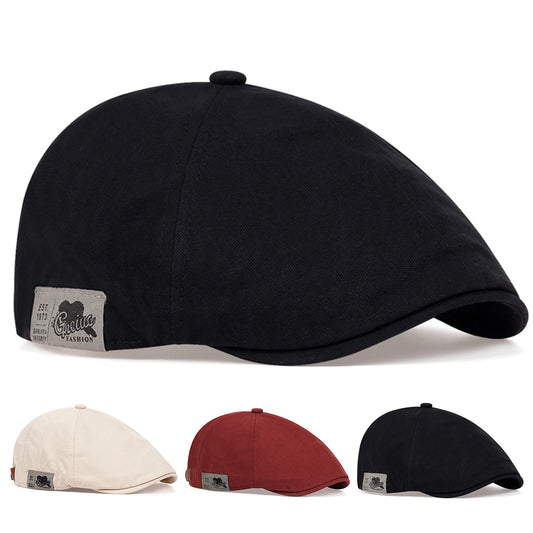 Adjustable Newsboy Cap with Side Letter Detail - Unisex Flat Cap for Casual & Athletic Wear