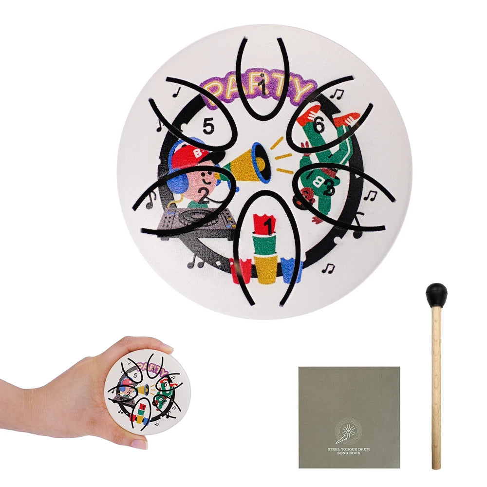 6-Note Mini Steel Tongue Drum - 3 Inch Handpan Chakra Drum with Colorful Patterns for Yoga & Meditation