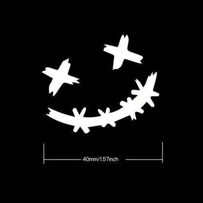 Reflective Smiley Motorcycle Stickers - 2PCS/SET Safety Decals for Enhanced Night Visibility