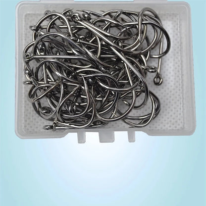 Professional Fishing Hook Set - 200 Pieces Eyed Circle Jighead Hooks, Sizes 3-12, Barbed Design for Carp Fishing and General Angling