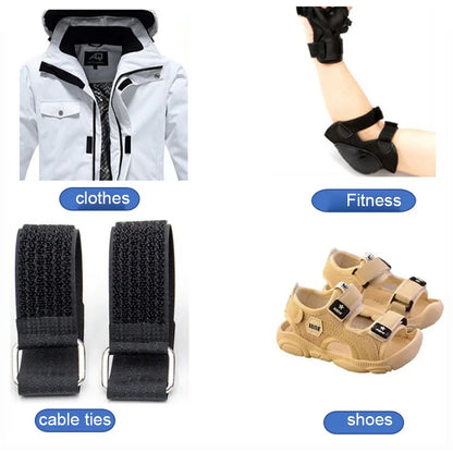 2M Cut-to-Length Reusable Nylon Cable Organizer Strap - Self-Adhesive Hook and Loop Fastening Tape with Buckle for Storage and Securing