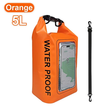 PVC Waterproof Dry Bag 2L - Touch Screen Phone Pouch for Swimming Rafting Surfing Boating - Shoulder Bag