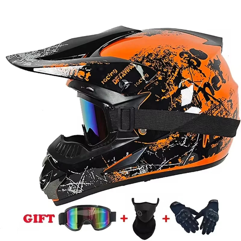Youth Motocross Full Face Helmet - Kids Off-Road Safety Helmet with DOT Protection