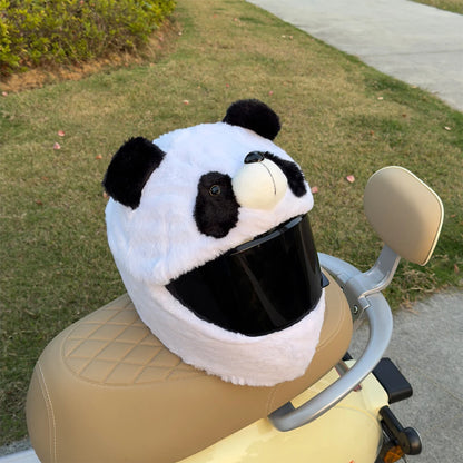 Cartoon Plush Animal Motorcycle Helmet Cover - Fabric Protection Accessory
