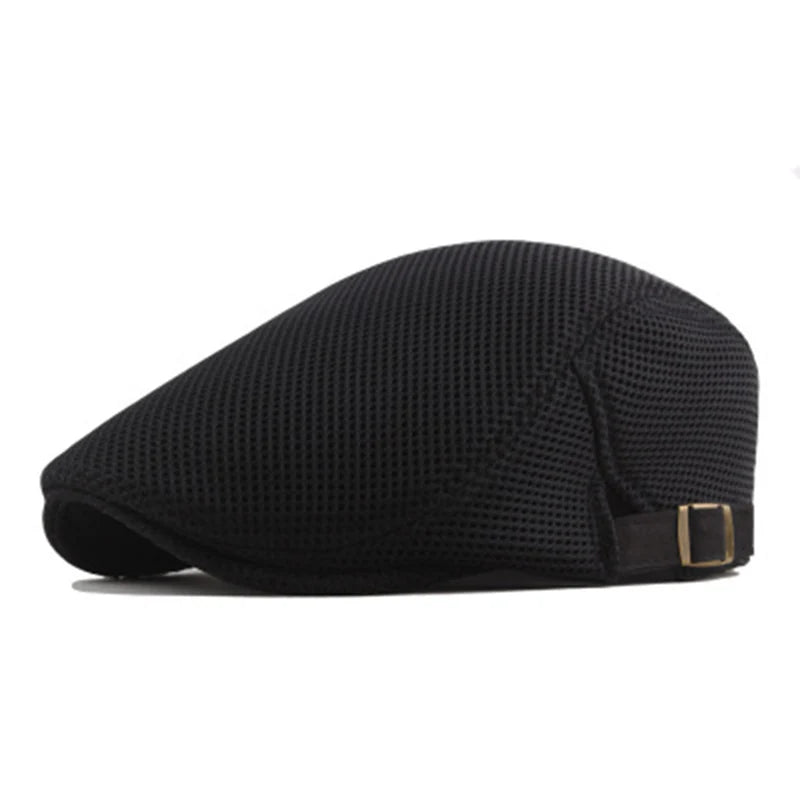 Breathable Mesh Newsboy Cap - Adjustable Flat Cap for Active & Casual Wear