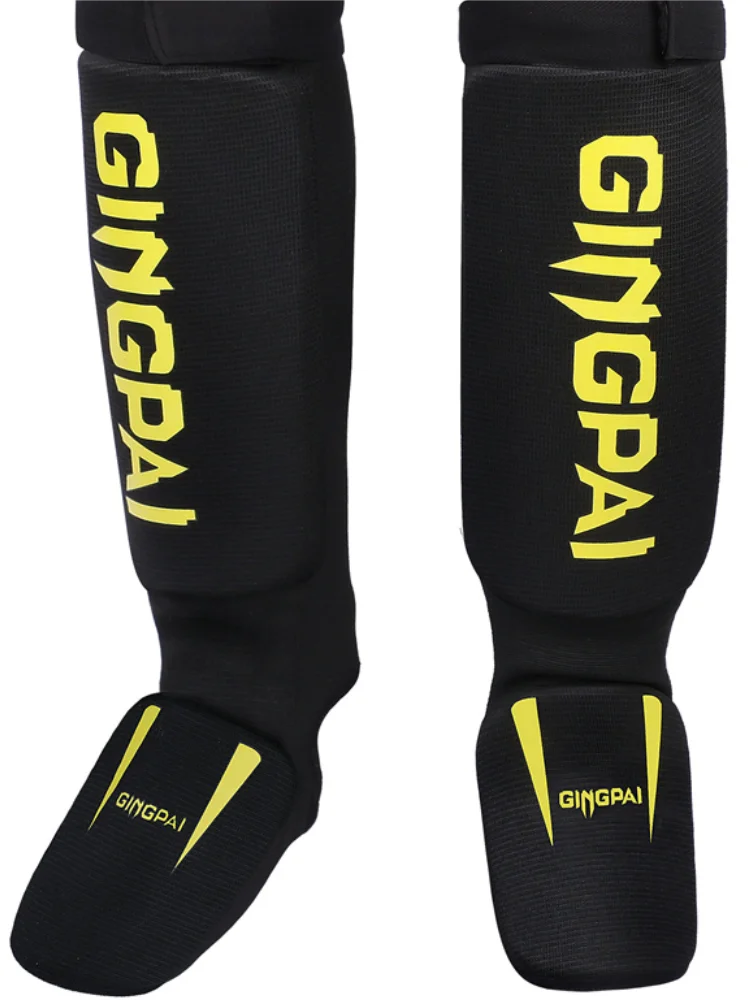 Cotton MMA Shin Guards - Boxing Kickboxing Foot Protection with Instep Ankle Support for TKD Muay Thai Training