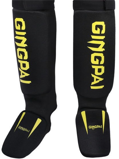 Cotton MMA Shin Guards - Boxing Kickboxing Foot Protection with Instep Ankle Support for TKD Muay Thai Training