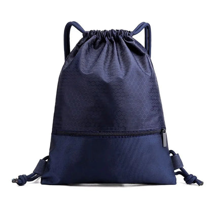 Waterproof Drawstring Sports Backpack with Zipper Pocket - Lightweight Gym Sackpack for Basketball & Training