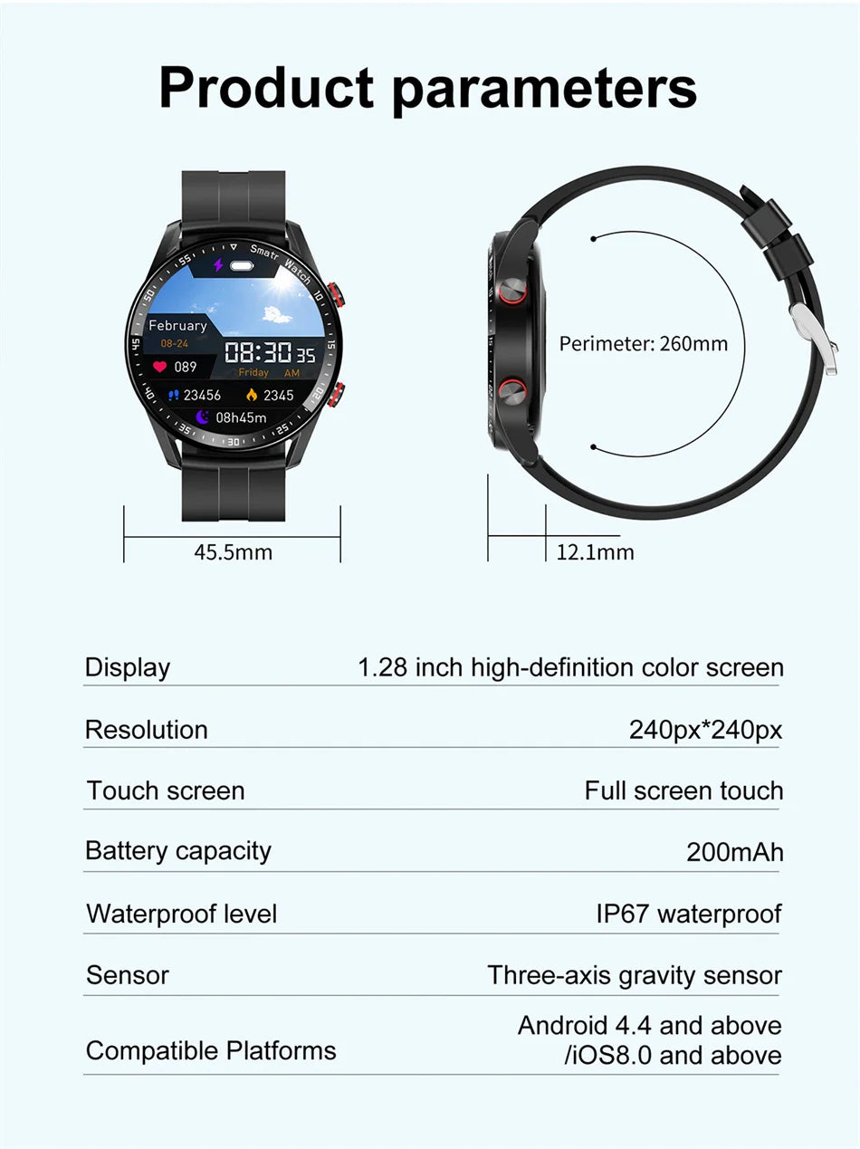 GT Series Smart Watch - HD Screen with Bluetooth Call, GPS Tracker, Heart Rate Monitor & IP68 Waterproof for Men & Women