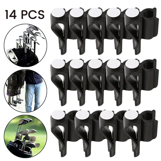 14-Piece Golf Putter Clamp & Bag Clip Set - Golf Club Buckle Training Aids & Swing Trainer Equipment