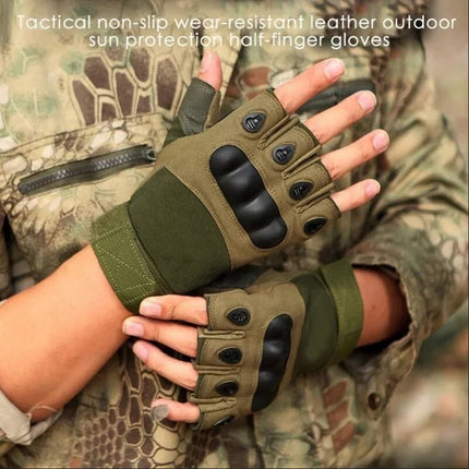 Men's Half Finger Tactical Gloves - Military Grade Outdoor Sports Gloves for Shooting, Hunting, Airsoft, Motorcycle & Cycling
