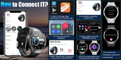 2025 Smart Watch - AMOLED Screen with GPS, Heart Rate, Bluetooth Calls & Waterproof for Android & iOS