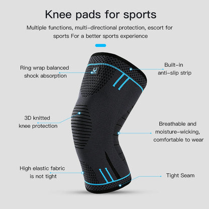 Compression Knee Support Sleeve - Elastic Breathable Knee Brace with Cushioning for Basketball, Volleyball, Running & Gym