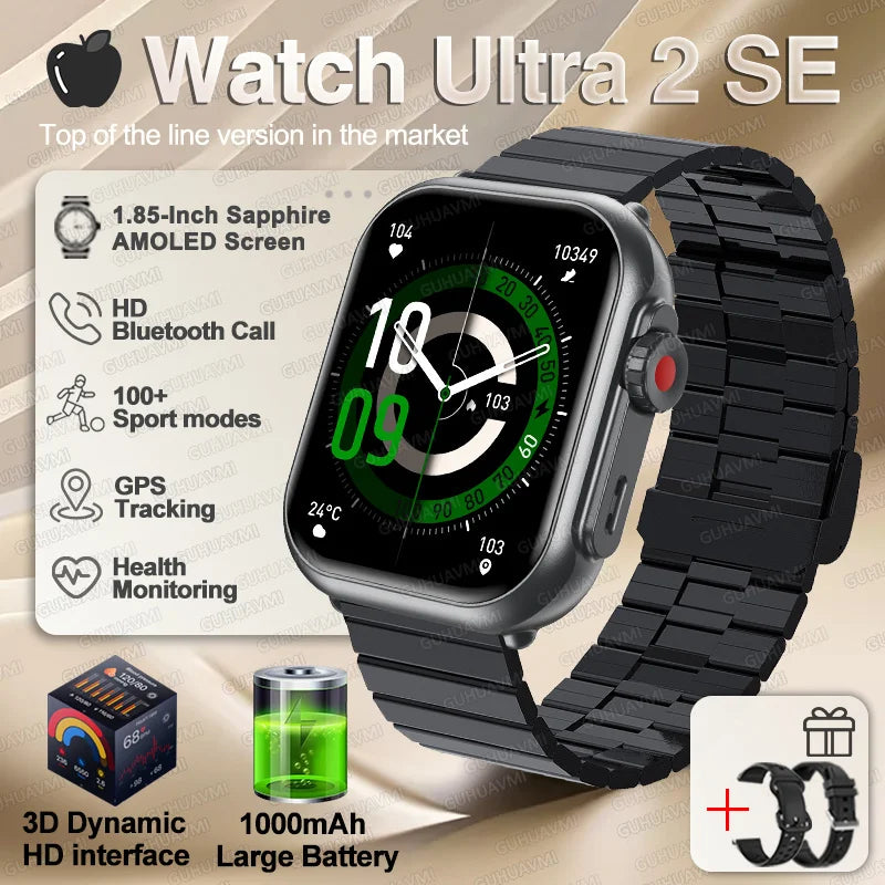 Ultra 2 SE Smart Watch - 1000mAh AMOLED GPS Fitness Tracker with Heart Rate Monitor & HD Calling for iOS & Android