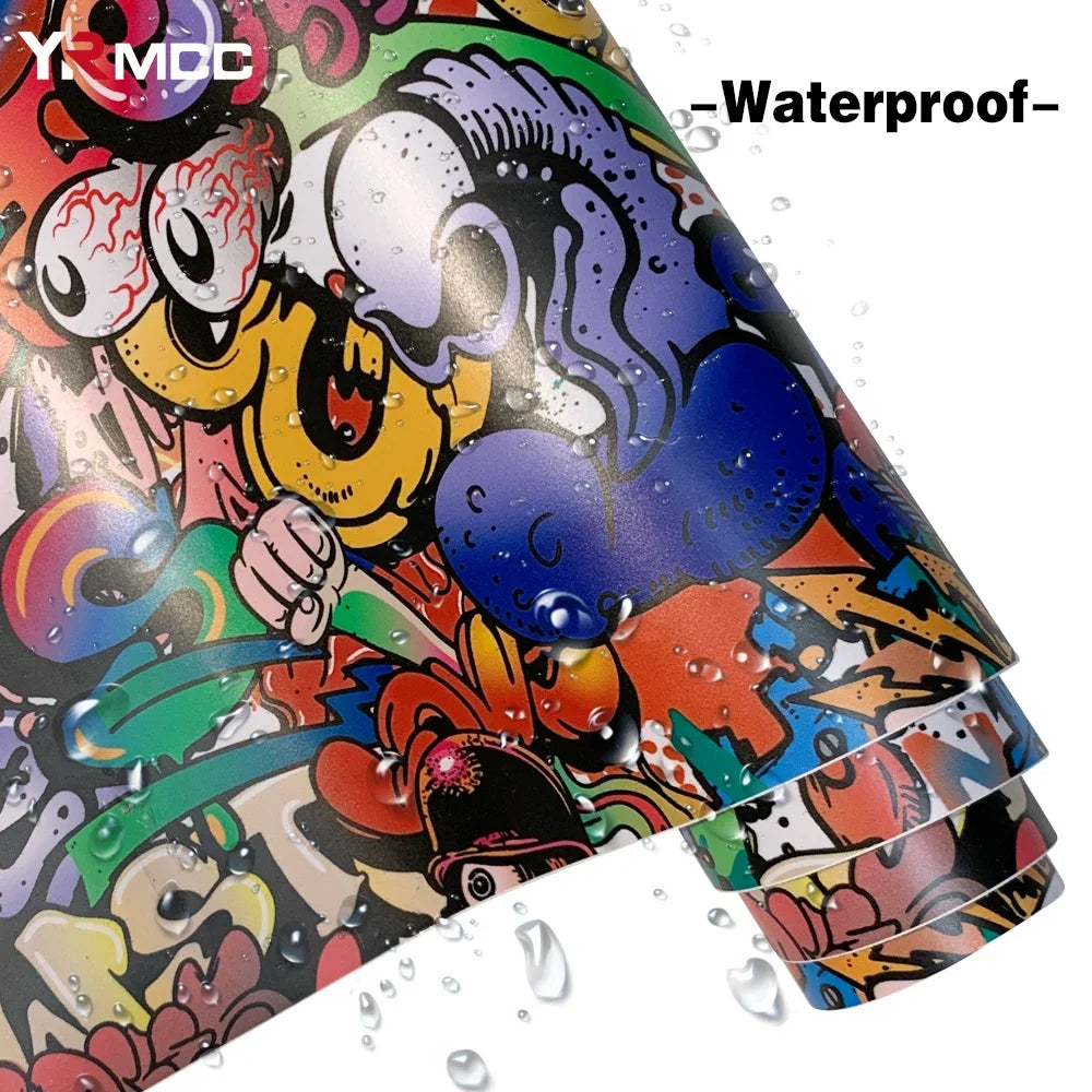 Waterproof PVC Graffiti Vinyl Wrap Film - Cartoon Camouflage Decal Sticker for Cars, Bicycles, Skateboards & Auto Accessories