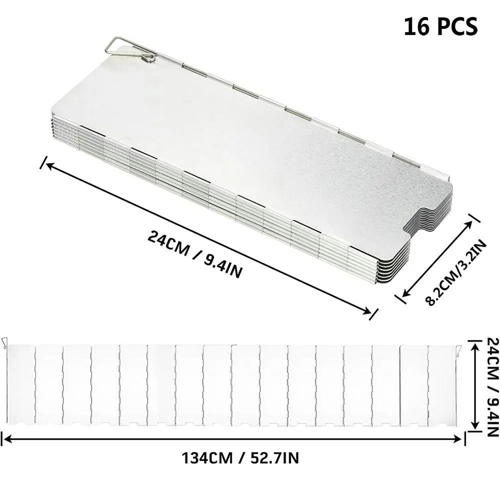 Aluminum Alloy Wind Shield Screen for Gas Stove - Windproof Camping Burner Guard (8/9/10/12/14/16 Plates) - Outdoor Picnic Cooking Accessory