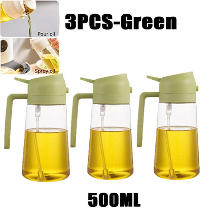 Multi-Size Oil Spray Bottle Set (200ml/300ml/500ml) - BBQ Cooking Olive Oil Sprayer for Kitchen Baking, Empty Refillable Vinegar Bottle with Oil Brush