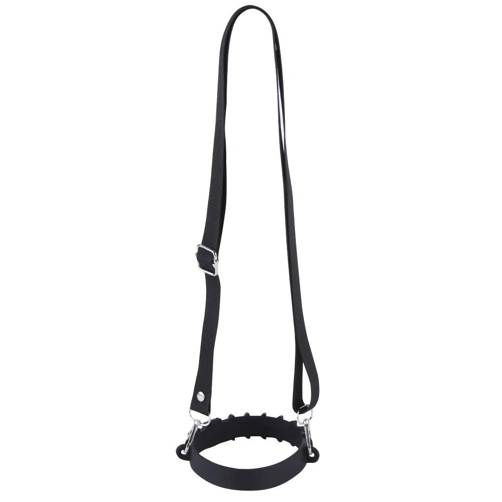 Silicone Water Bottle Handle with Adjustable Shoulder Strap - Hands-Free Carrier for 30oz/40oz Tumblers - Universal Fit Bottle Holder