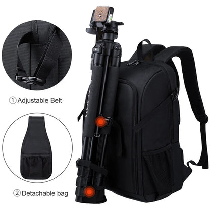 Large Capacity Camera Backpack - Waterproof DSLR Bag with Tripod Holder & Rain Cover