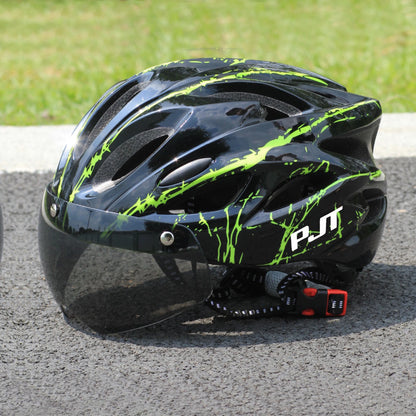 PJT Ultra-Light Cycling Helmet with Magnetic Goggles - PC Shell & EPS Foam Construction, MTB Bike Helmet