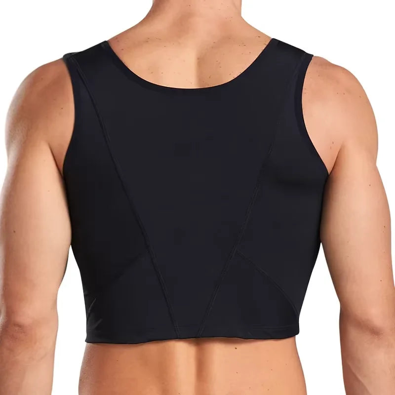 Men's Compression Vest - Nylon-Spandex Slimming Undershirt Tank Top for Chest & Torso Support