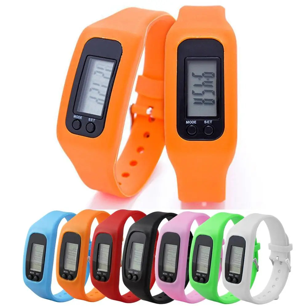 Digital LED Pedometer Watch - Silicone Sport Bracelet with Step Counter and Calorie Tracker