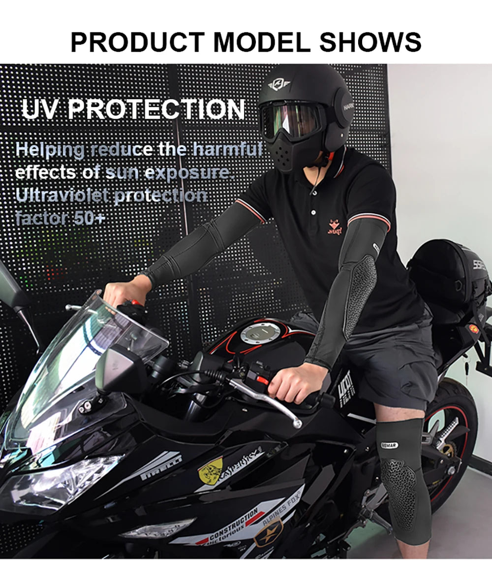 VEMAR Motorcycle Knee and Elbow Pads - Breathable Anti-Fall Protection Guards for Motocross, MTB, DH Cycling - High Elasticity Sleeves