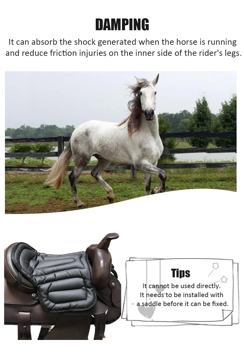 Western Equestrian Saddle Pad - Artificial Leather Shock-Absorbing Soft Seat Cushion for Horse Riding & Motorcycles