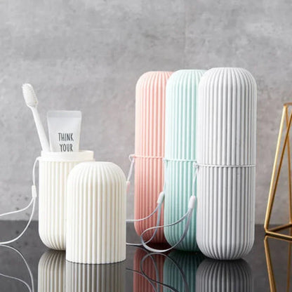 Portable Travel Toothbrush Storage Cup - Compact Bathroom Organizer Case
