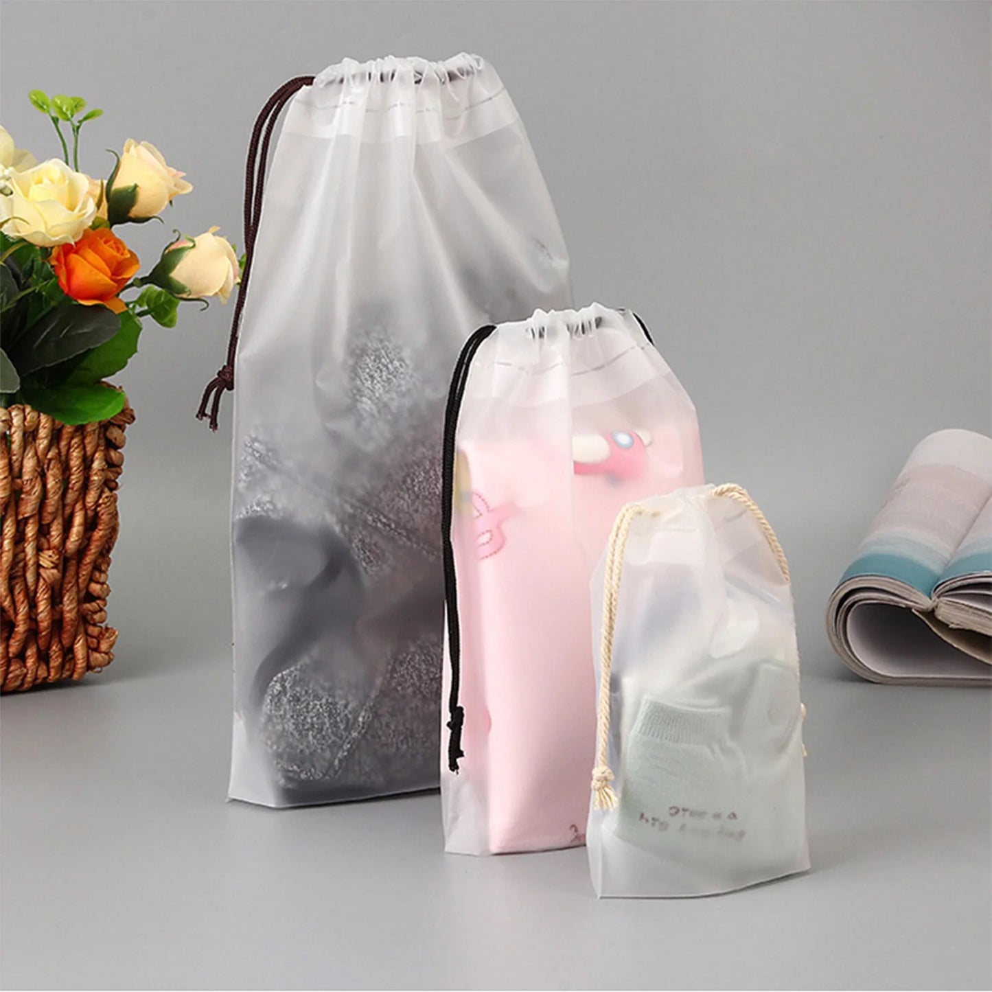 Waterproof Nylon Drawstring Storage Bag - Multi-Purpose Travel & Sports Organizer Pouch