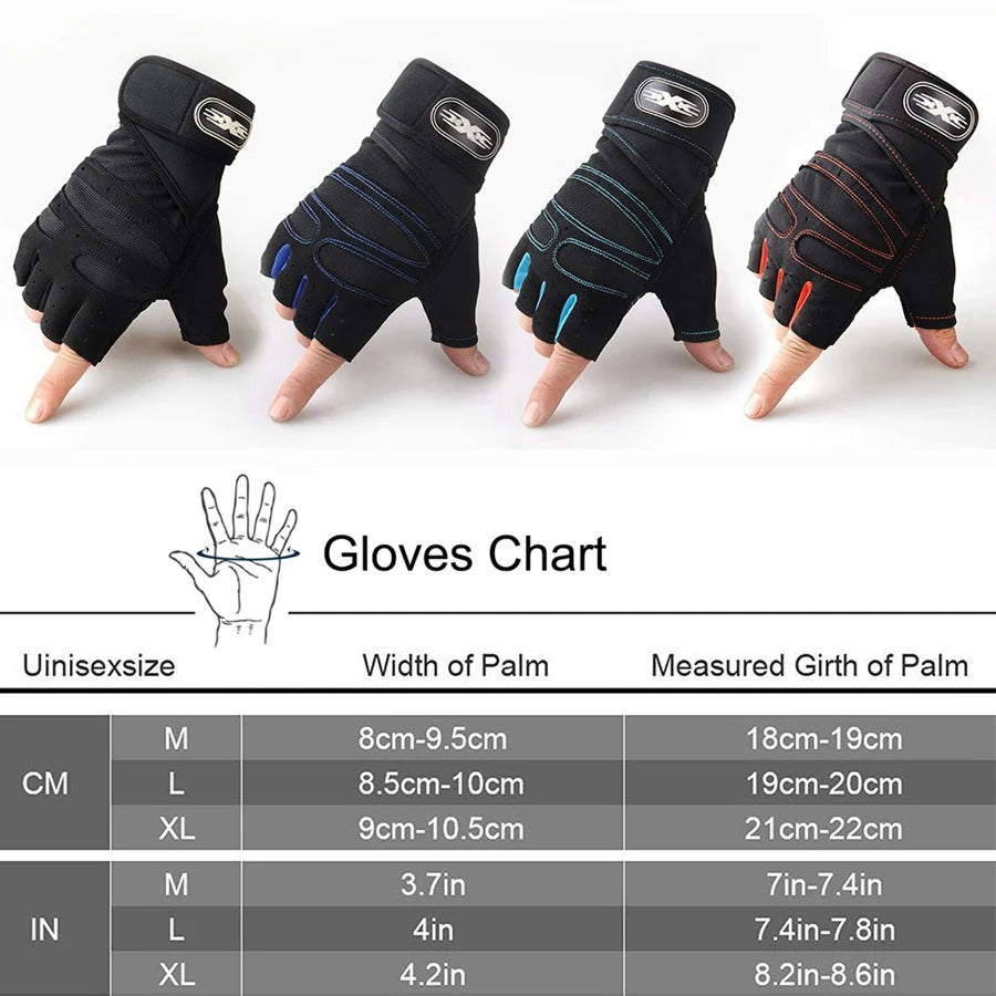Premium Half-Finger Workout Gloves with Wrist Wrap - Men & Women - Weight Lifting, Training, Cycling & Gym