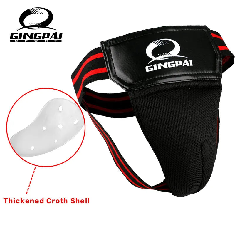 Adult Male MMA Groin Protector - Red & Black Jockstrap for Boxing, Sanda, Taekwondo & Kickboxing Training