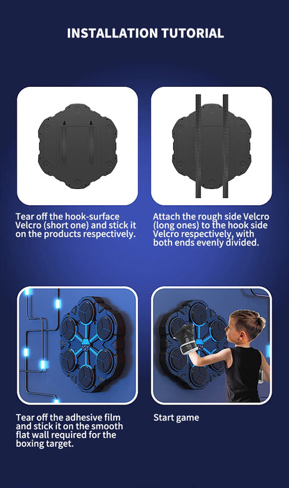 Smart Music Boxing Trainer - Wall-Mounted Electronic Strike Target for Home Indoor Training & Reaction Development