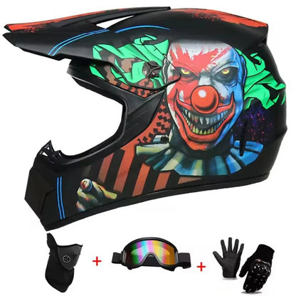 Kids Motocross Helmet Kit - DOT/ECE Certified Full-Face Helmet with Goggles & Gloves (Youth Off-Road Protection Set)