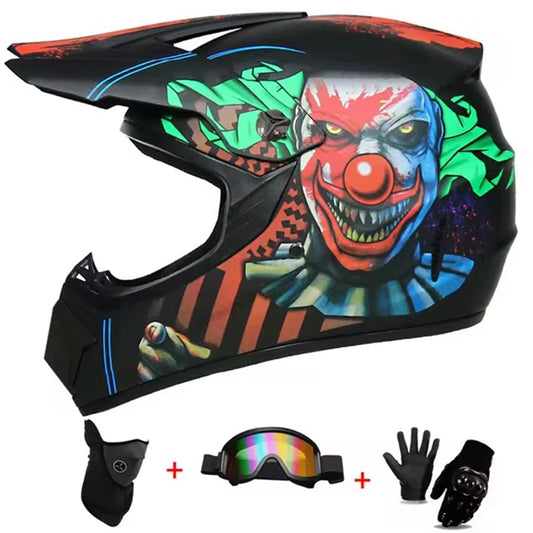 Kids Motocross Helmet Kit - DOT/ECE Certified Full-Face Helmet with Goggles & Gloves (Youth Off-Road Protection Set)