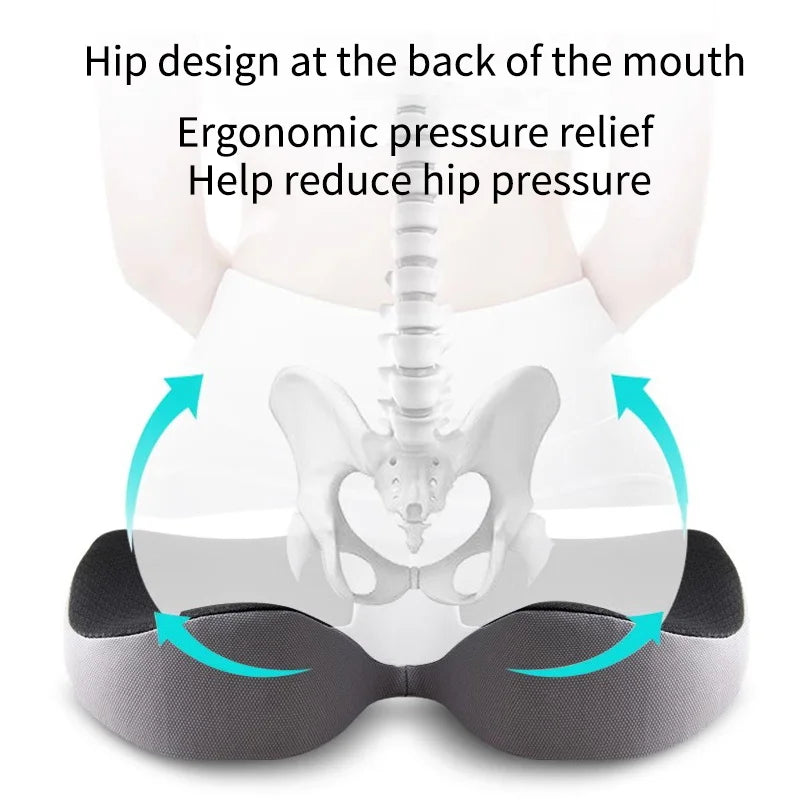 Orthopedic Memory Foam Cushion - Non-Slip Design for Tailbone, Sciatica & Back Pain Relief - Comfort Support for Chair & Car Seat