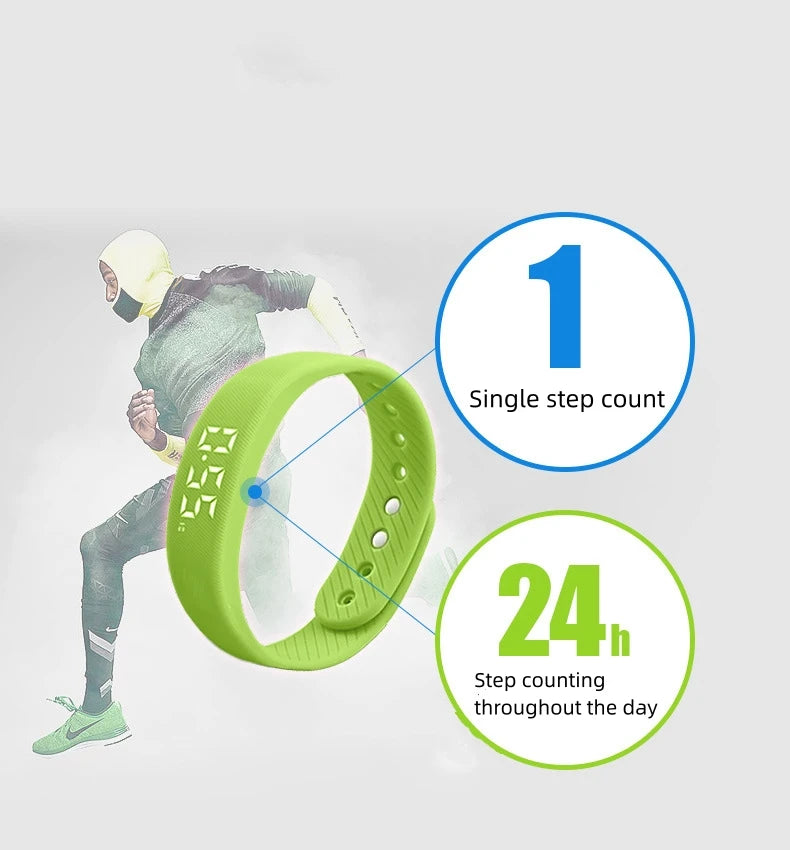 LED Digital Smart Band - Waterproof Fitness Tracker with Pedometer, Activity Monitor & Vibration Alarm
