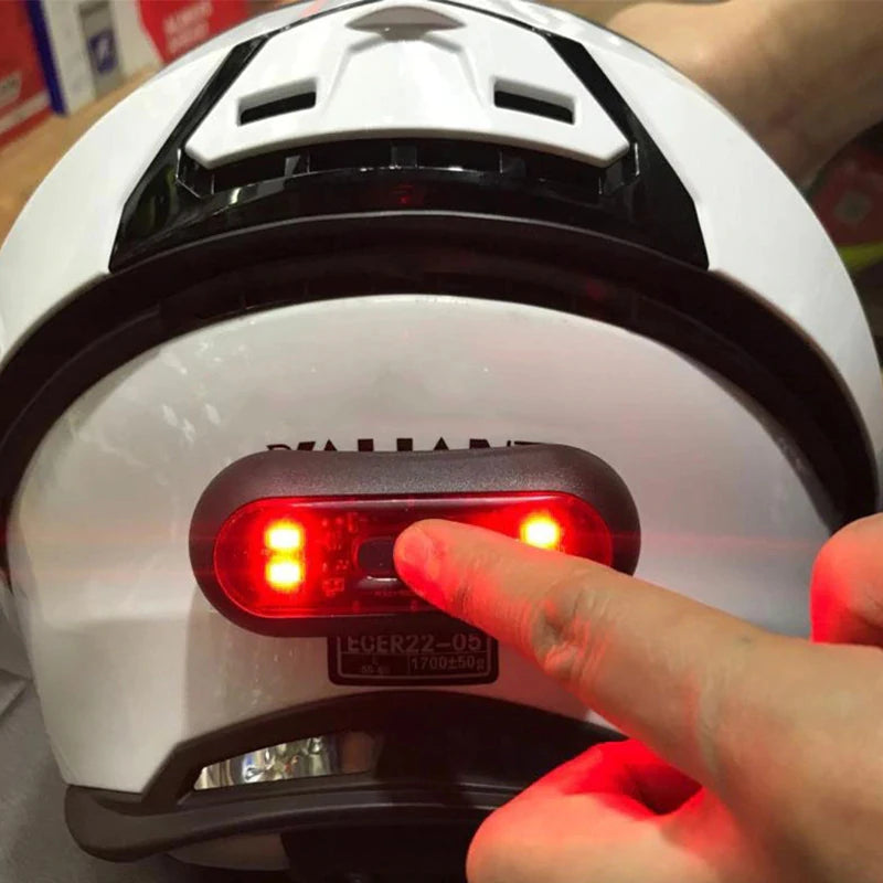 Waterproof LED Helmet Taillight - 4 Lamp Rechargeable Safety Warning Light for Motorcycle & Bicycle