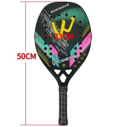 3K Carbon Fiber Beach Tennis Racket - Full Carbon Rough Surface for Men & Women - Complete Set