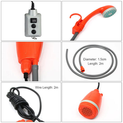 Rechargeable Portable Camping Shower Pump - Outdoor Shower Head for Hiking, Traveling & Camping Equipment
