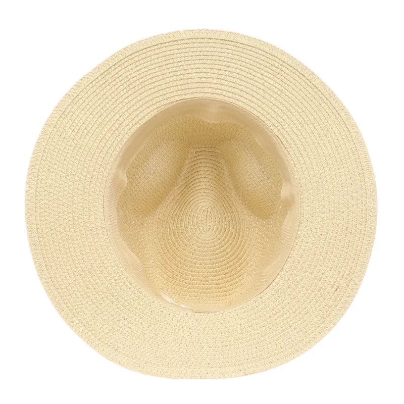 Breathable Straw Panama Hat - European American Style Jazz Sun Hat for Beach & Leisure