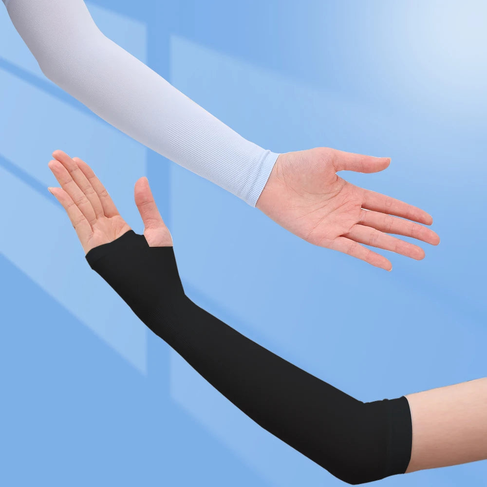 Kids Ice Silk Cooling Arm Sleeves - UV Sun Protection Elastic Sleeves for Boys & Girls Ages 4-12 (Summer Sports & Beach)