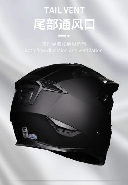 ORZ Black Warrior Vintage Motorcycle Helmet - Full Face & Half Face Combination Helmet for Cruising and Motocross