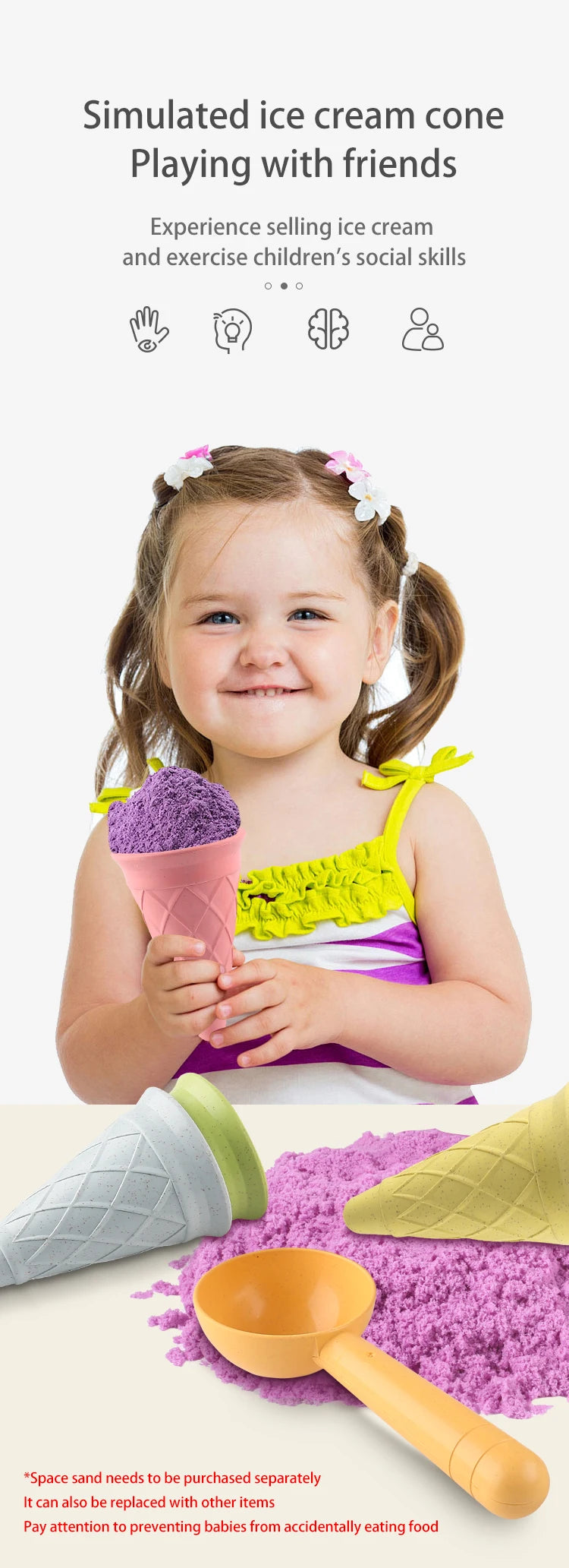 Beach Ice Cream Play Set - Eco-Friendly Wheat Straw Sand Toy Kit