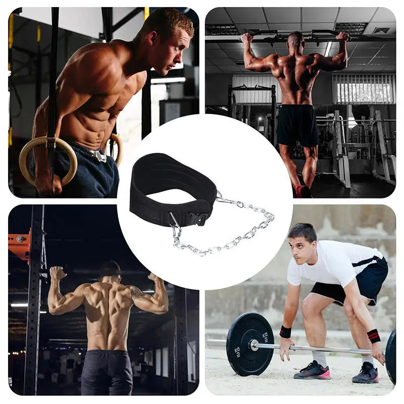 Weight Lifting Belt with Chain - Dipping Belt for Pull-Ups and Strength Training